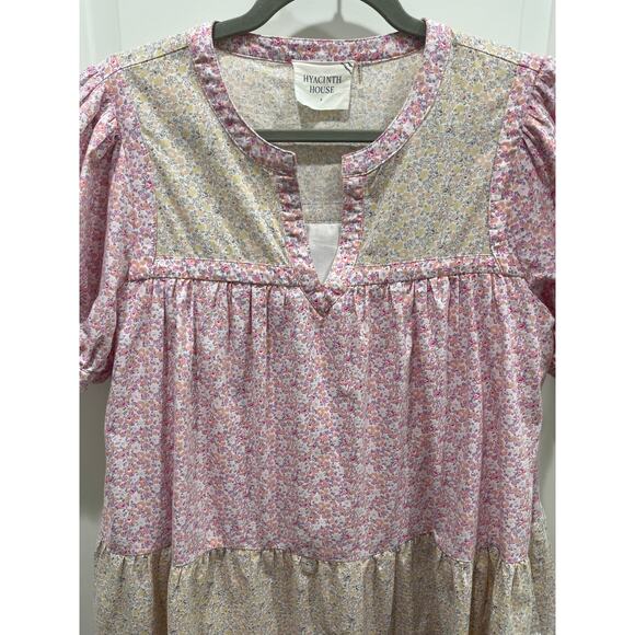 Hyacinth House Tuckernuck Multi Pink Floral Hana Mini Dress Sz S - Picture 4 of 11